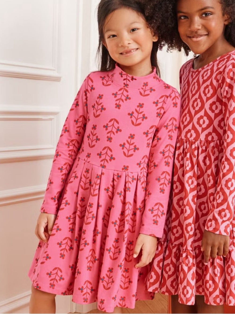 Hanna Andersson Long Sleeve Ruffle Skater Dress with Pockets Size 10 red/pink